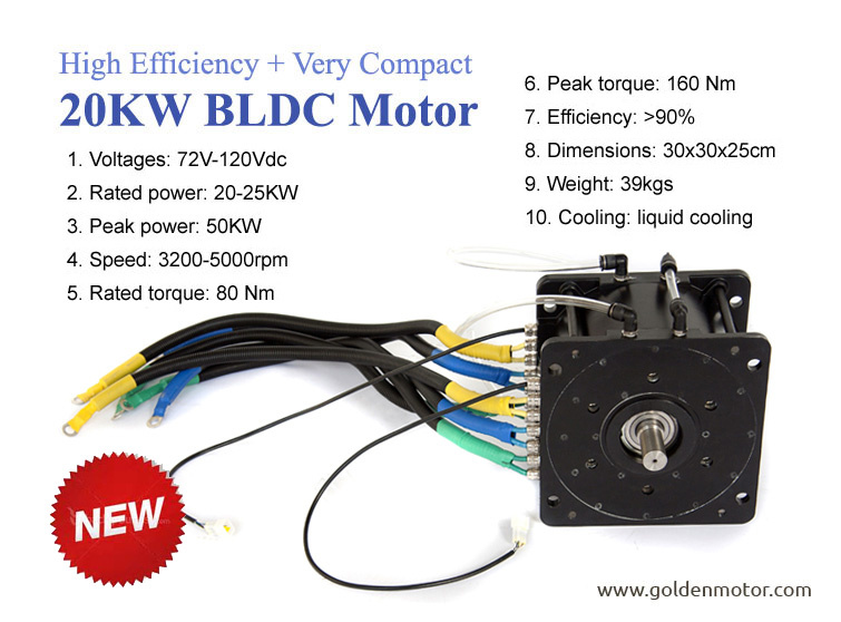 20kw High Efficiency and Very Compact Brushless DC Motor