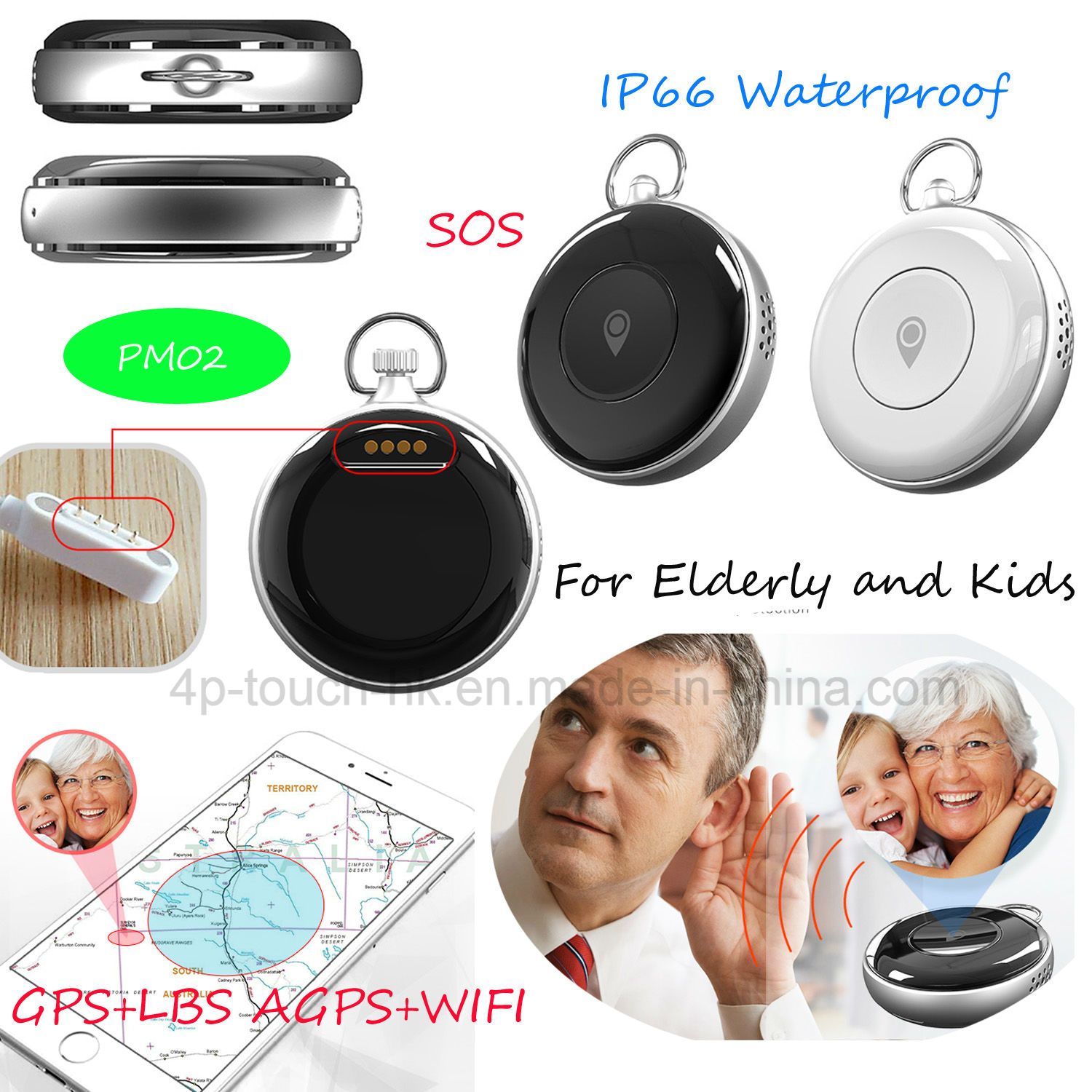 Waterproof Mini Personal GPS Tracker with GPS+Lbs+Agps+WiFi Pm02