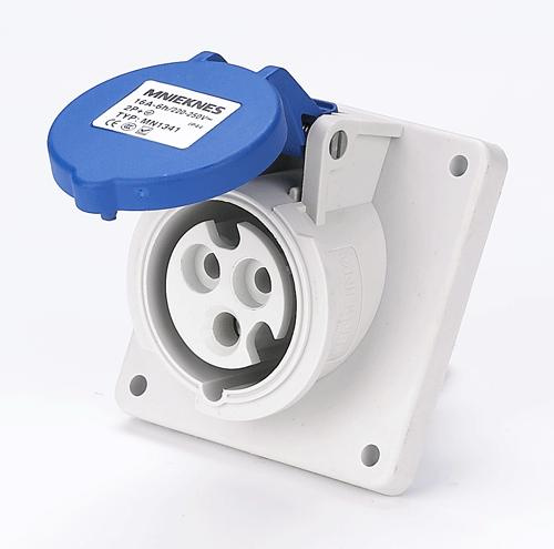 16A 2P+PE IP44 Panel mounted socket(Angle) (MN1341)