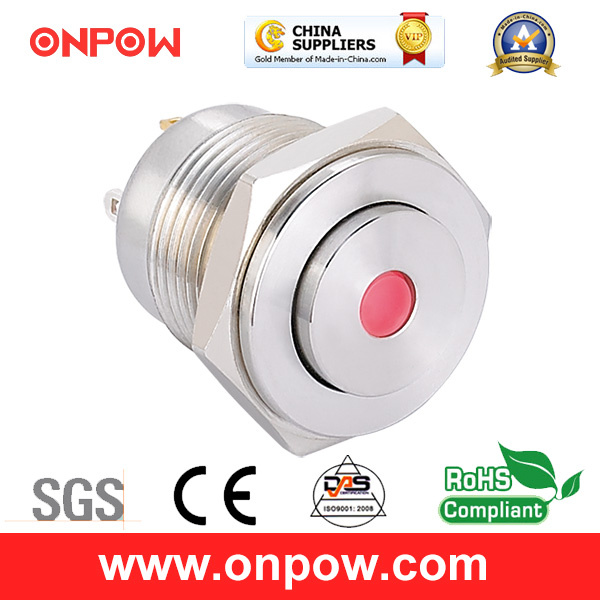 Onpow 16mm Illuminated Push Button Switch (GQ16pH-10D/J/R/12V/S, CE, CCC, RoHS)
