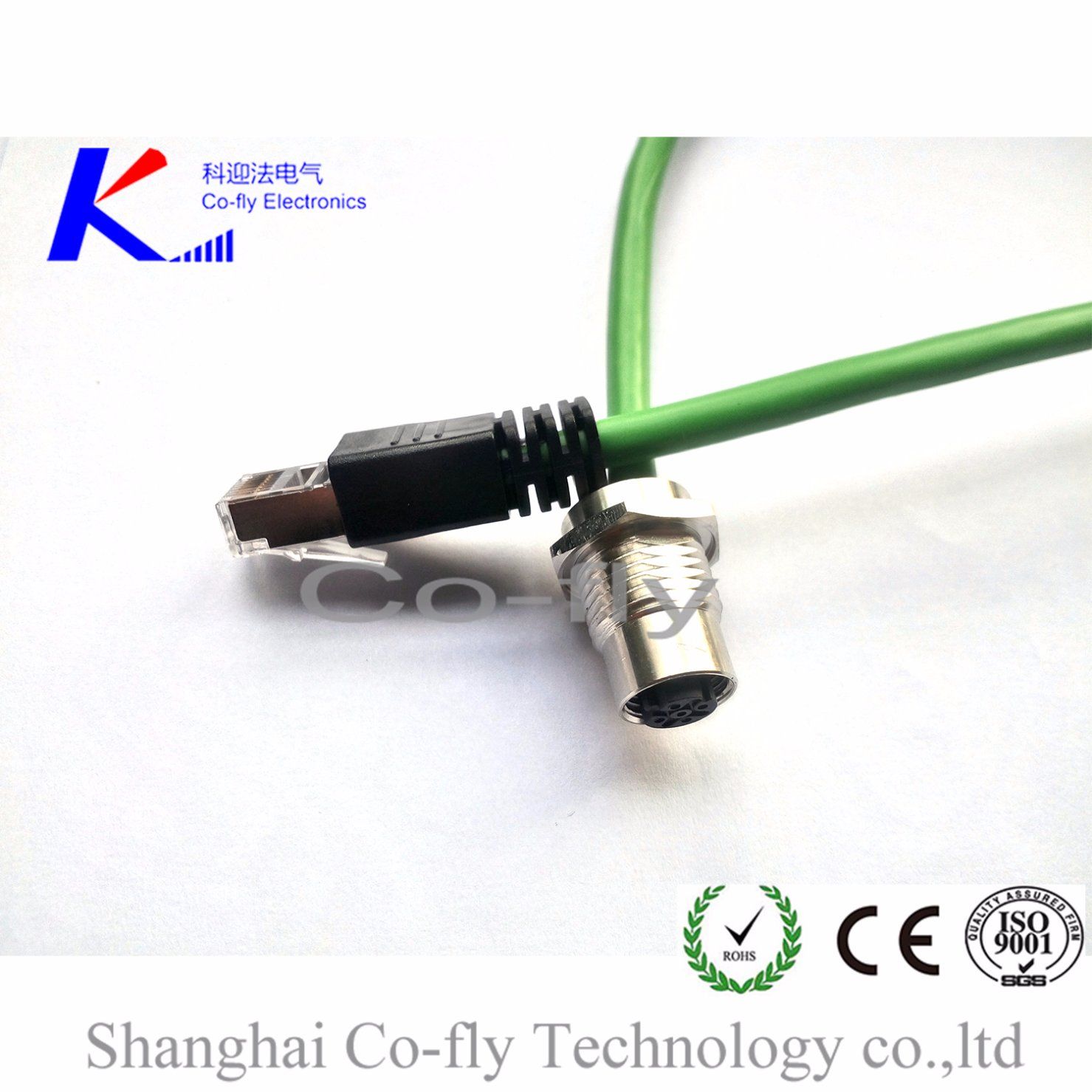 Straight Shielded Panel M12 Connector with Straight Male RJ45