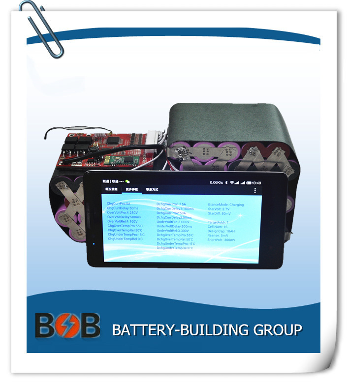10s5p 36V Lithium Battery Pack with Bluetooth BMS