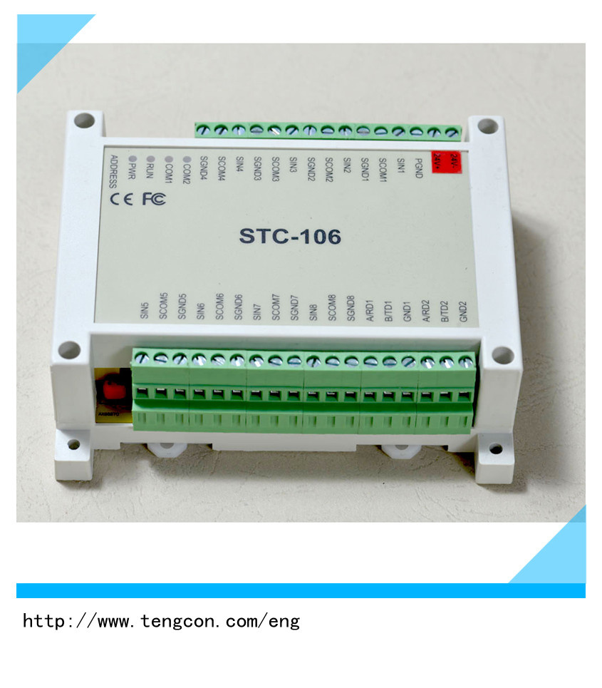 8PT100 Input Modbus Io Module Tengcon Stc-106 Modbus RTU