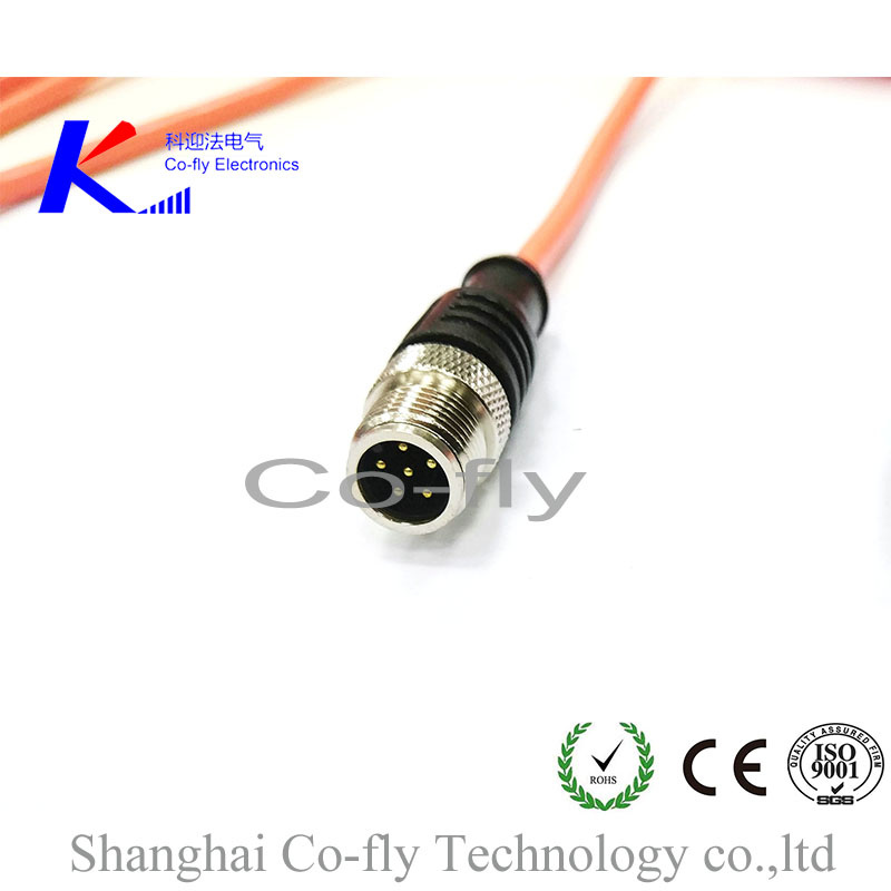 M12 Waterproof Male Shielded 6 Pins Terminal RF Aviation Electrical Cable Connector