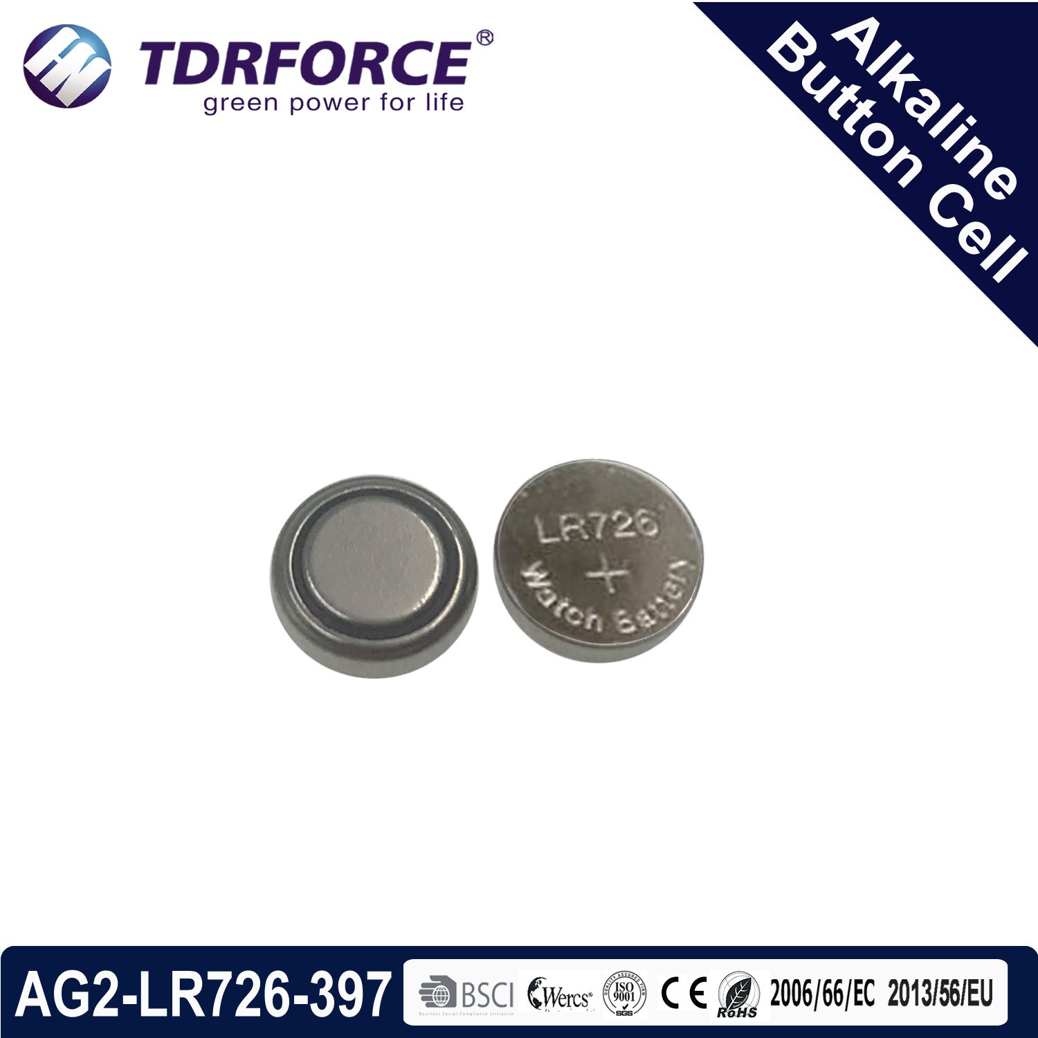 Mercury&Cadmium Free China Factory Bulk Alkaline Button Cell for Watch (1.5V AG2/LR726)