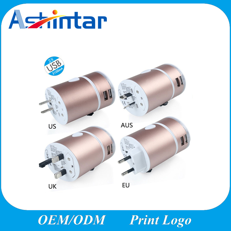 Universal Travel Adaptor USB Charger Wall Adapter 5V 3.1A with LED Output