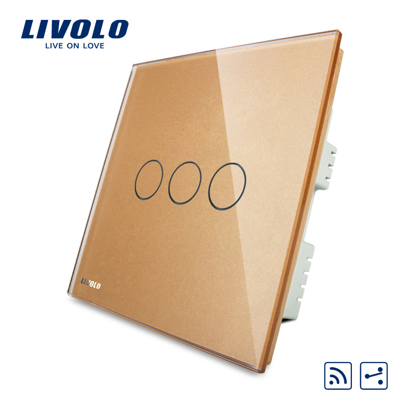 Livolo 3gangs 2way Crystal Glass Panel Remote Touch Switch Vl-C303sr-63