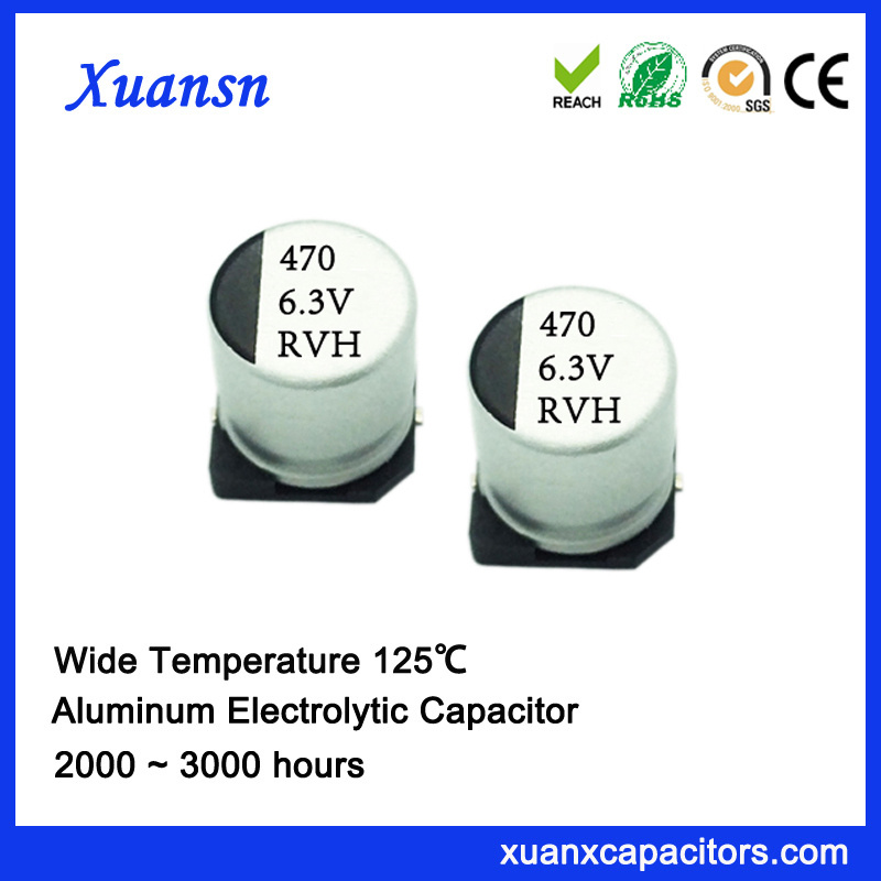 High Quality 125º C 470UF 6.3V SMD Electrolytic Capacitor