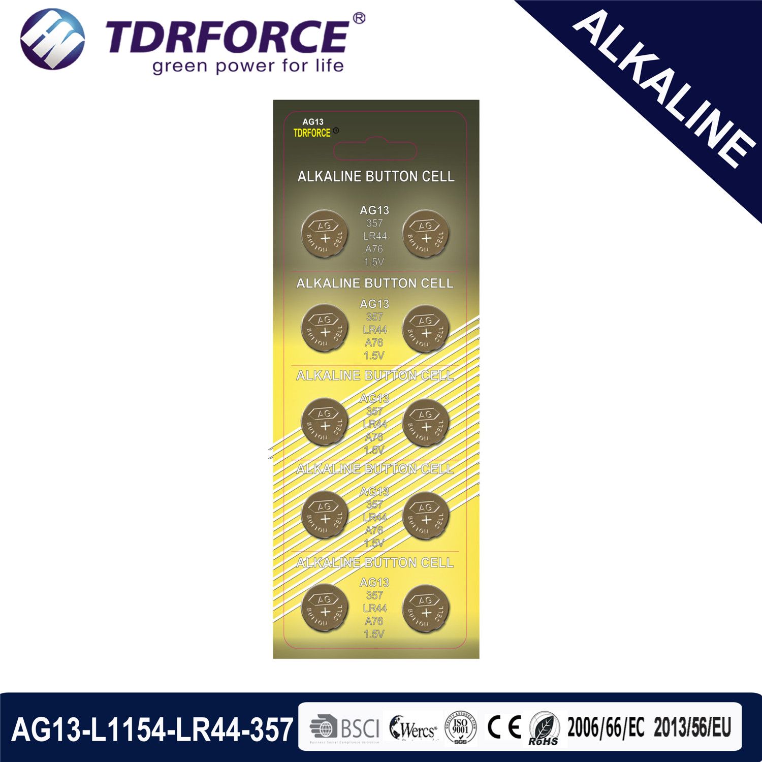 1.5V (AG6/LR921) Mercury Free Alkaline Button Cell Battery for Watch
