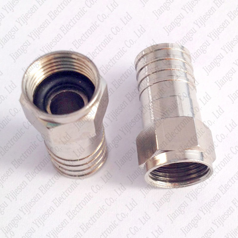 F Type Connector Rg59 RG6 Crimp-on RF Coaxial Cable Connector