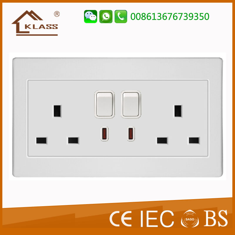 Double 13A Wall Socket with 2 Gang Switch