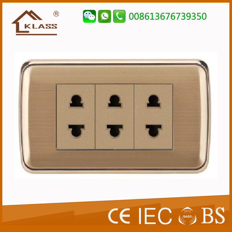 American Type High Quality Triple Gang 2pin Socket