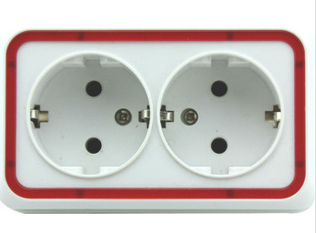 Double Wall Mount Socket Outlet, Surface Mounted Wall Socket