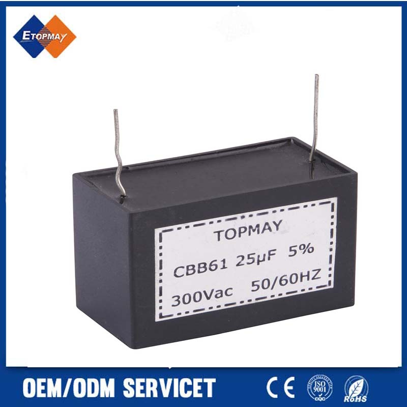 Cbb61 25UF 300vca 5% Air Condition Metallized Polypropylene Film Capacitor Topmay