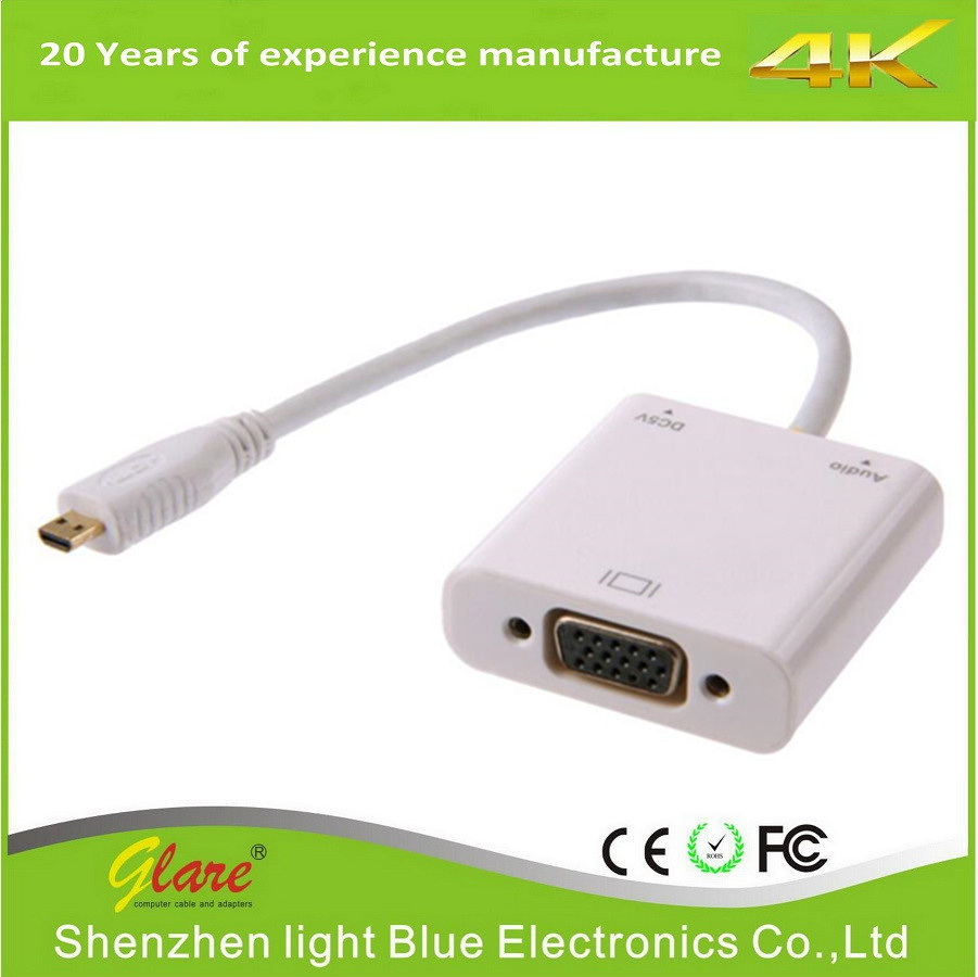 Cable Video Converter Adapter Micro HDMI to VGA
