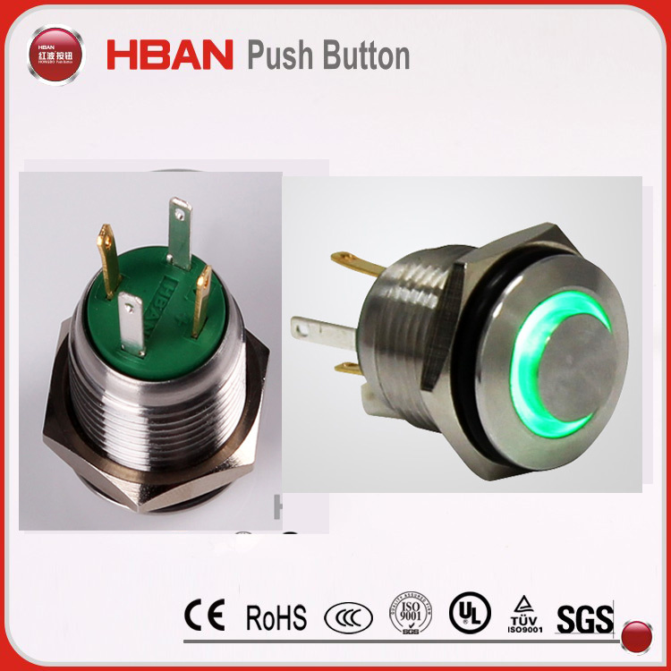 (HBGQ16H-1OE/J/S) Raised Head 16mm Push Button Switch