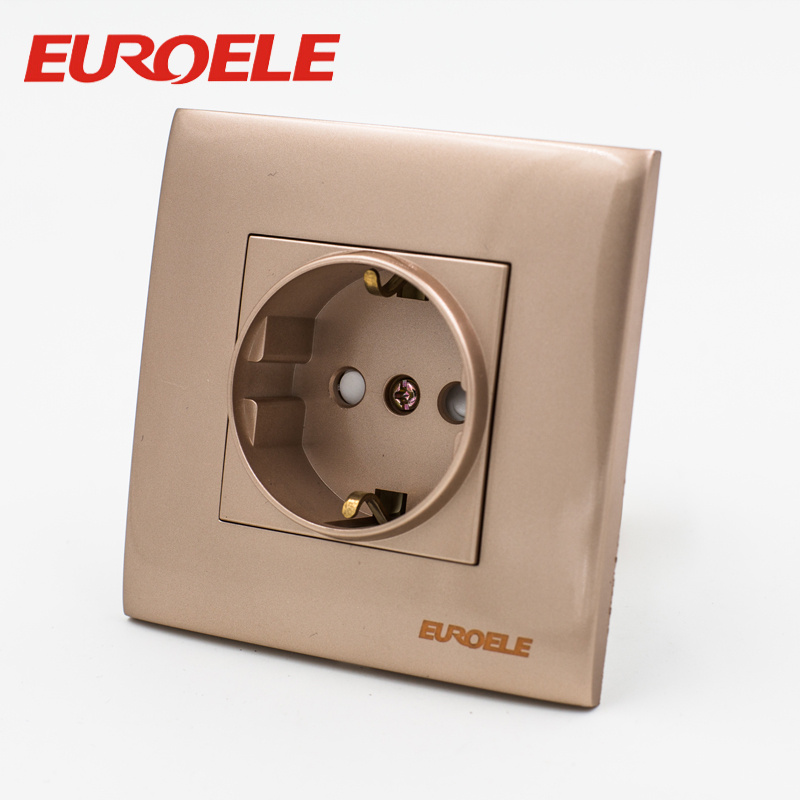 Good Brand Gold Color PC 1 Gang Schuko Socket