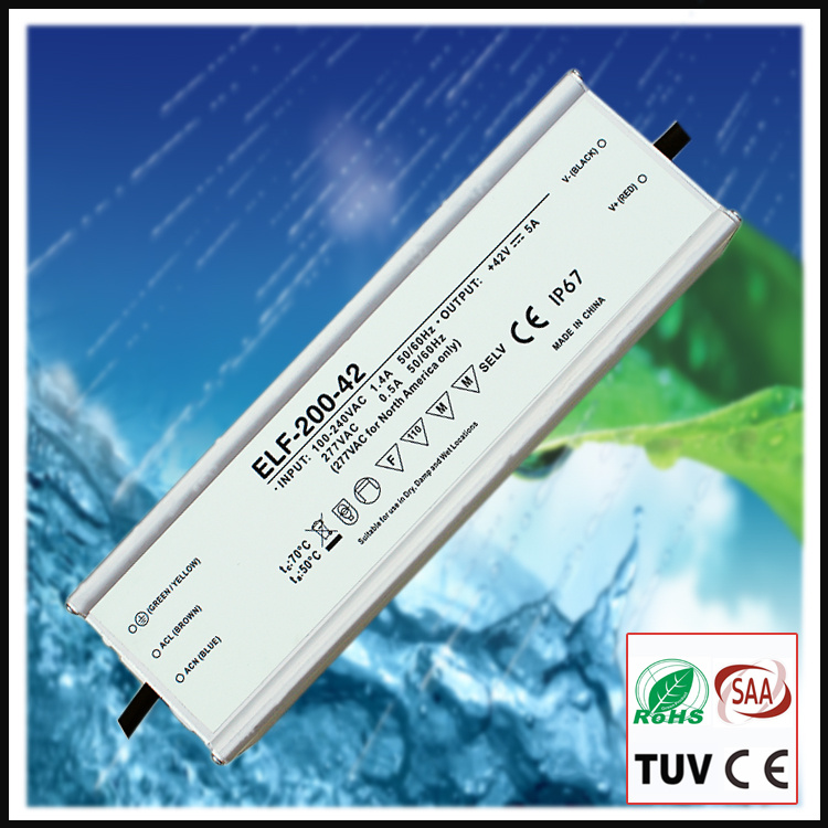 200W Constant Current Waterproof IP67 LED Driver with Ce/RoHS