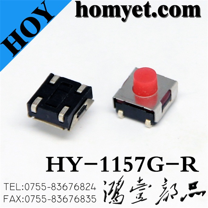 Tact Switch with Red Round Button 6.2*6.2mm 4pin (HY-1157G-R)