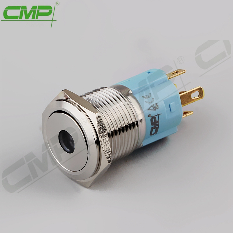 16mm Momentary Stainless Steel 1no1nc Illuminated Pushbutton Switch with Center Light