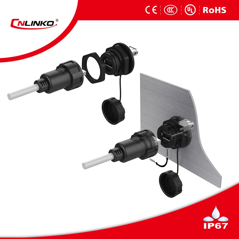 Plastic Explosion Proof IP67 Plug 3.0 USB Jack Connector/Cable Extension Socket in Shenzhen