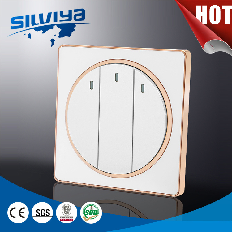 Luxurious Design Three Gang Acrylic Electric Light Switch