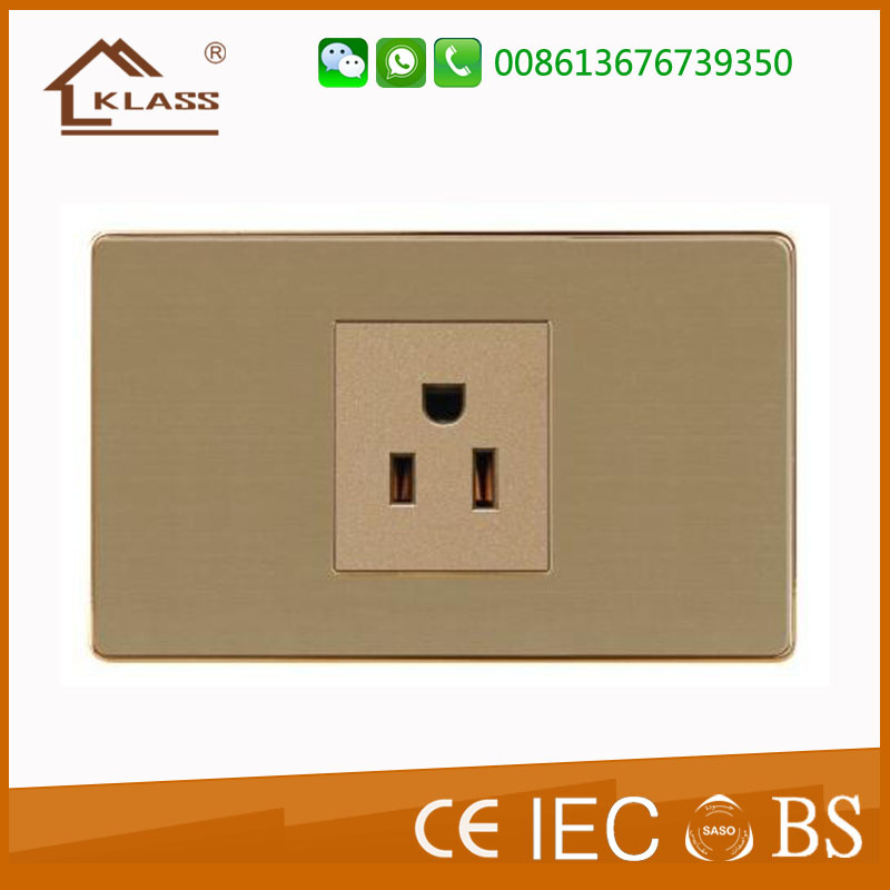 Brushed Stainless Steel 3pin Plug Wall Socket