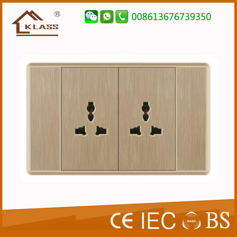 Double Mf 3pin Universal Electrical Wall Switch Socket
