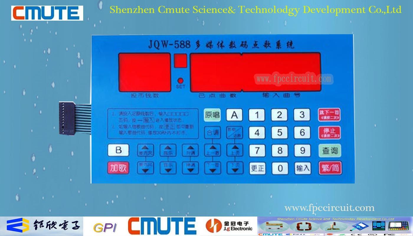 Karaoke Music System Membrane Switch Control Keypad