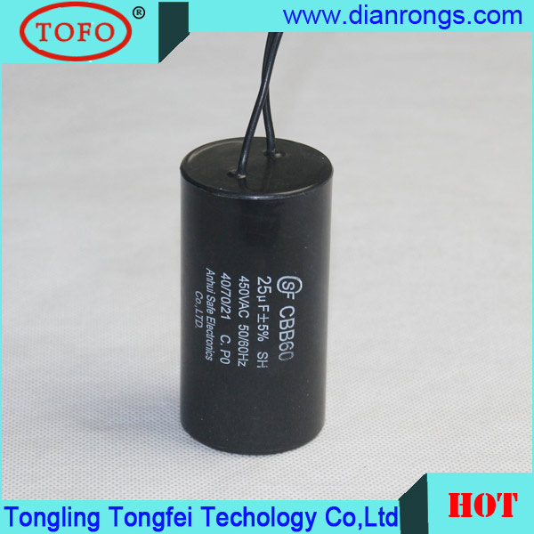 Warehouse Cbb60 80UF 250VAC Capacitor with Wire