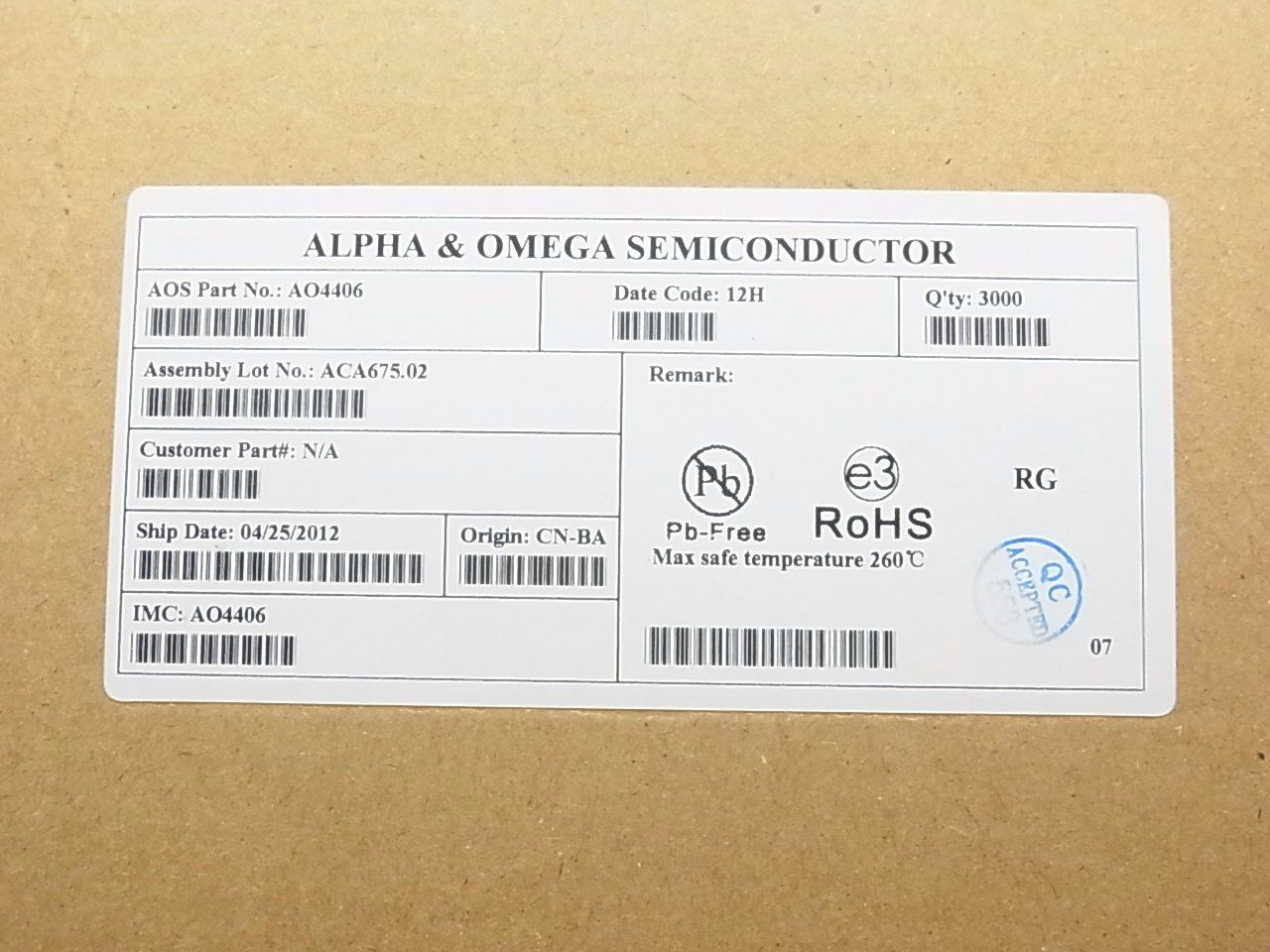Ao4406 Transistor Mosfets Mosfet N-CH 30V 13A 8soic