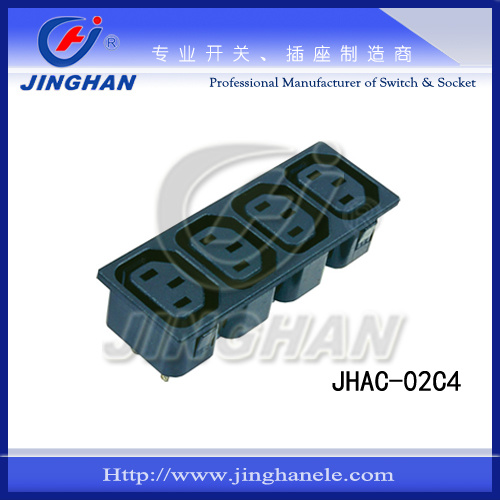 Jhac-02c4 Manufacturing OEM Best Price Plastic AC Power Socket 4 Sockets