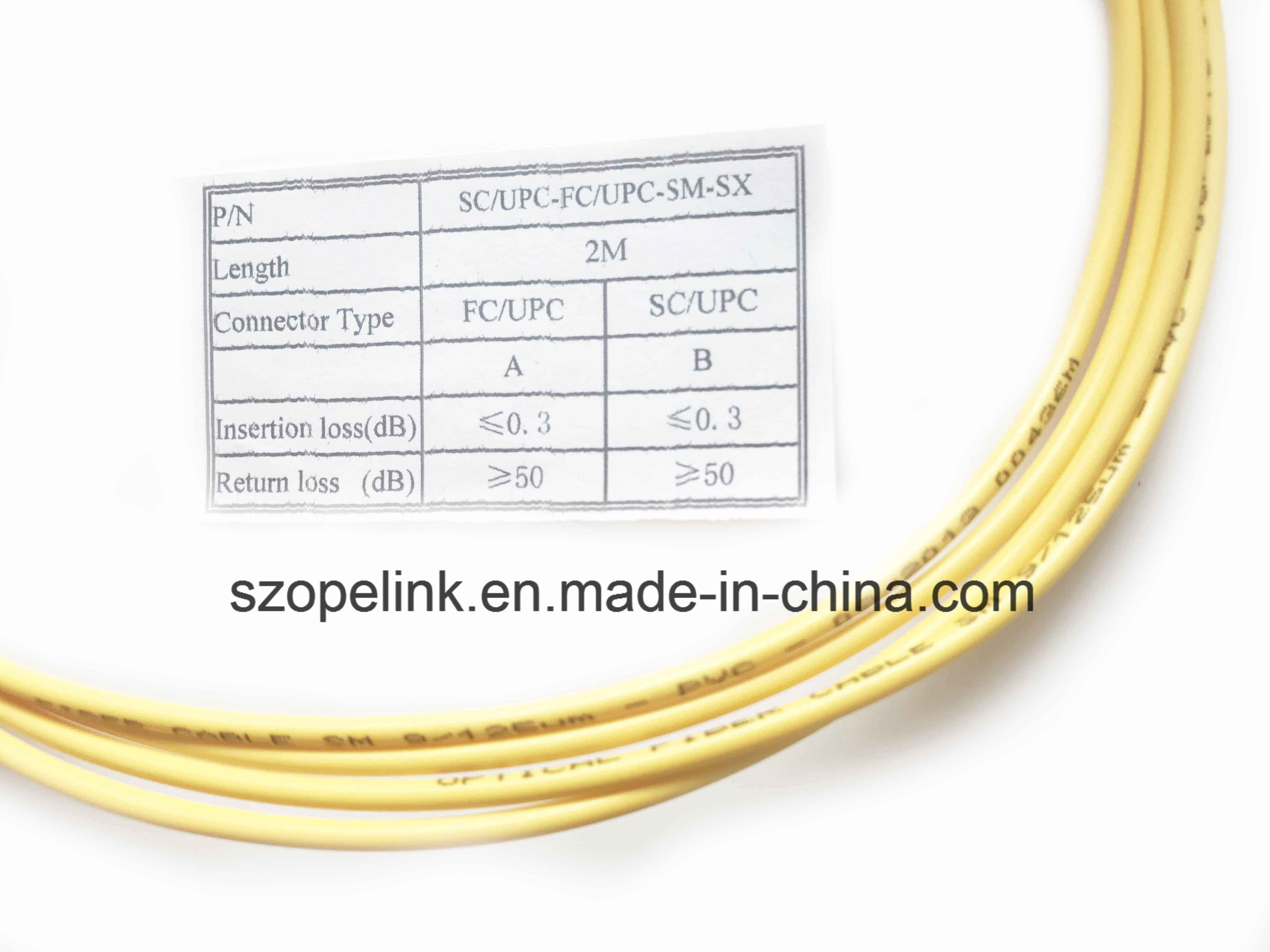 Fiber Optical Patch Cord FC-Sc Simplex, Sm for Optical Fiber Communication System