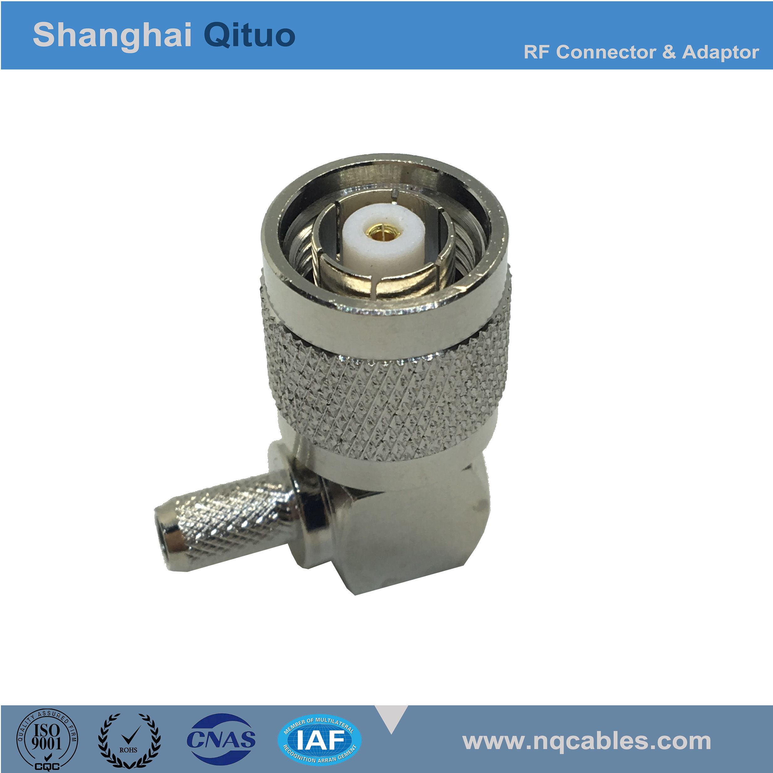 RF Connector TNC Reversed Polarity Right Angle Male Plug Crimp for Rg58 Cable (TNC-RP-JW-C-3)