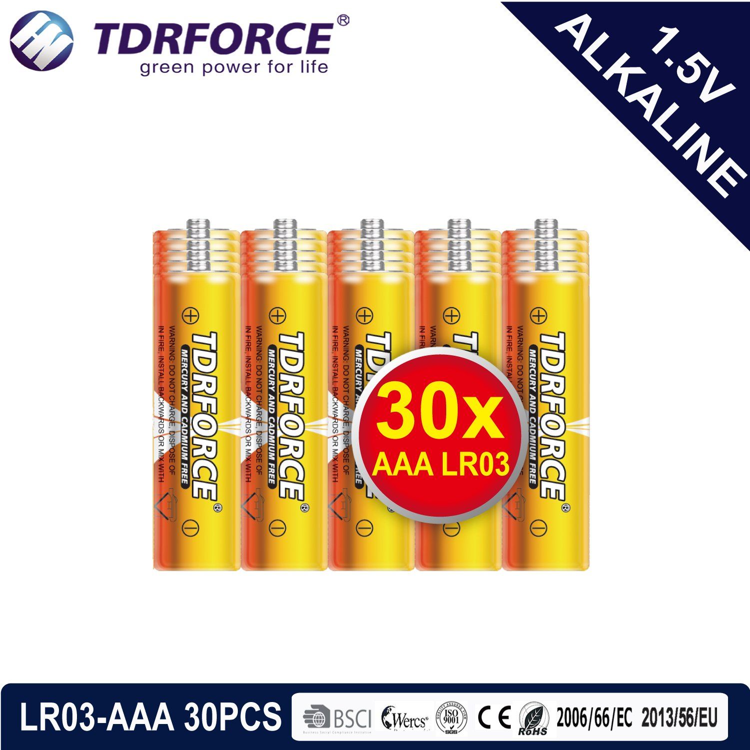 Alkaline Dry Battery with Ce Approved for Toy 30PCS in Bulk (LR03-AAA Size)