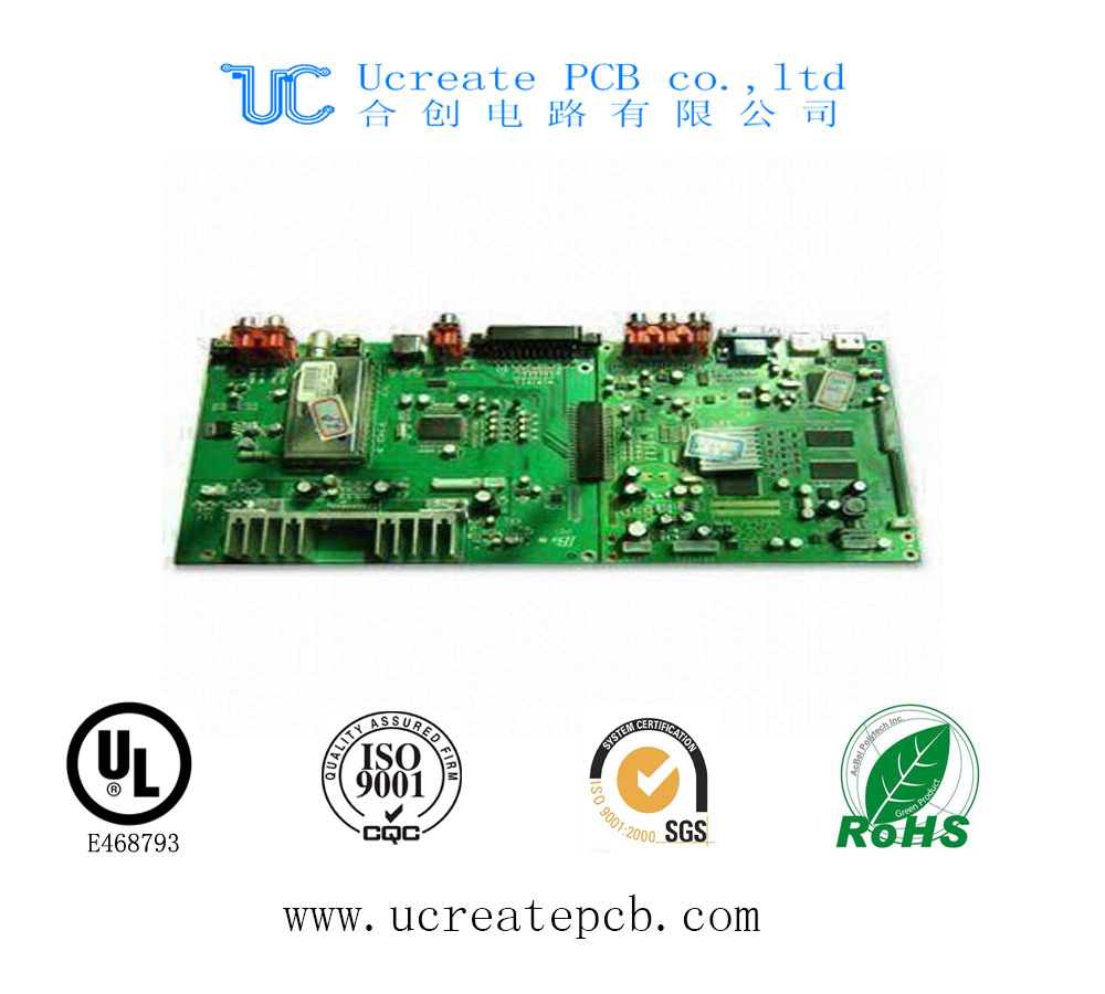 Computer Mortherboard PCB Assembly with Green Solder Mask