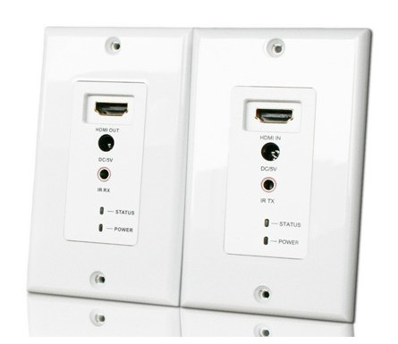 Over Dual Cat5e/6 Cable 30m HDMI Wallplate Extender (3D, CEC)