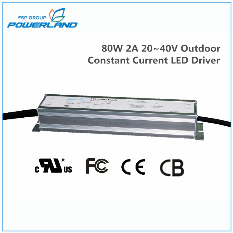 80W 2A 20~40V Outdoor Constant Current Waterproof LED Driver