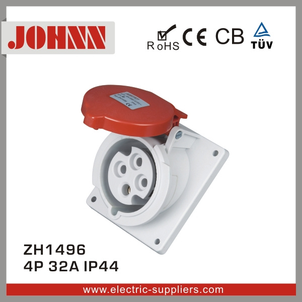 IP44 4p 32A Slopping Panel Mounted Socket for Industrial