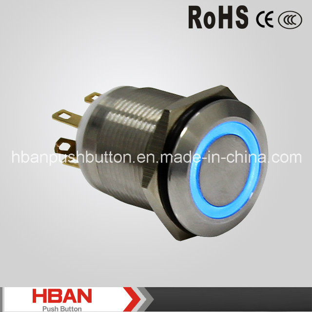 (19mm) Momentary Latching Ring-Illumination Industrial Pushbutton Switch