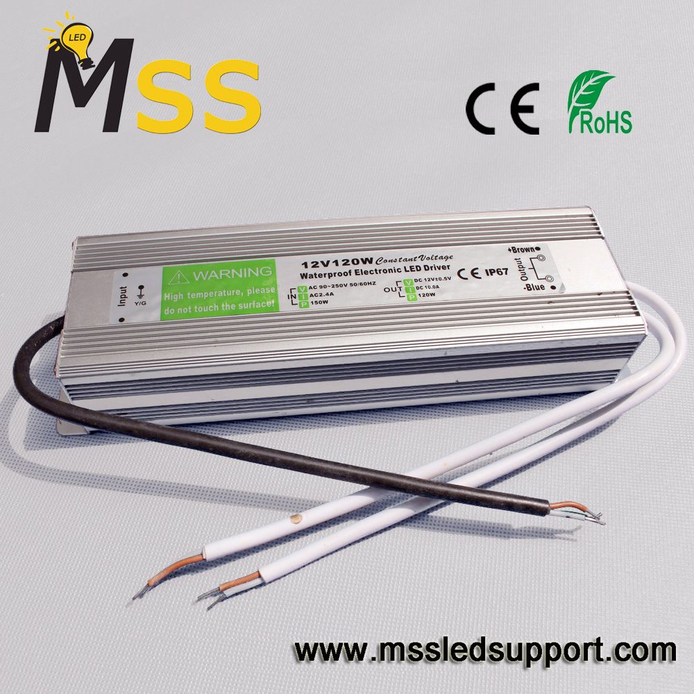 12V 120W Constant Voltage Waterproof IP67 LED Power Supply with Ce/RoHS