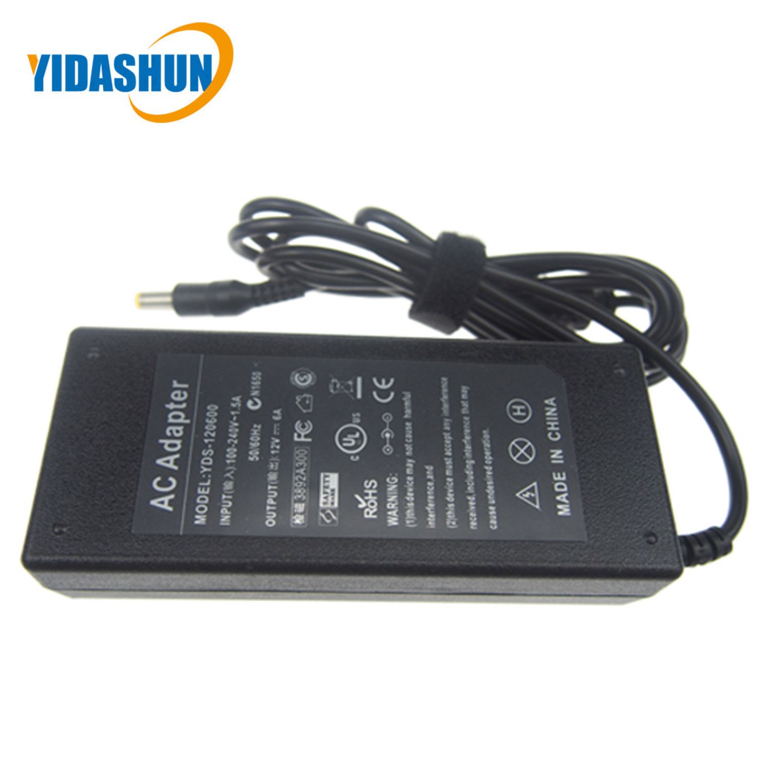 for LCD AC Power Supply Adapter DC 12 Volt 6 AMP (12V 6A)