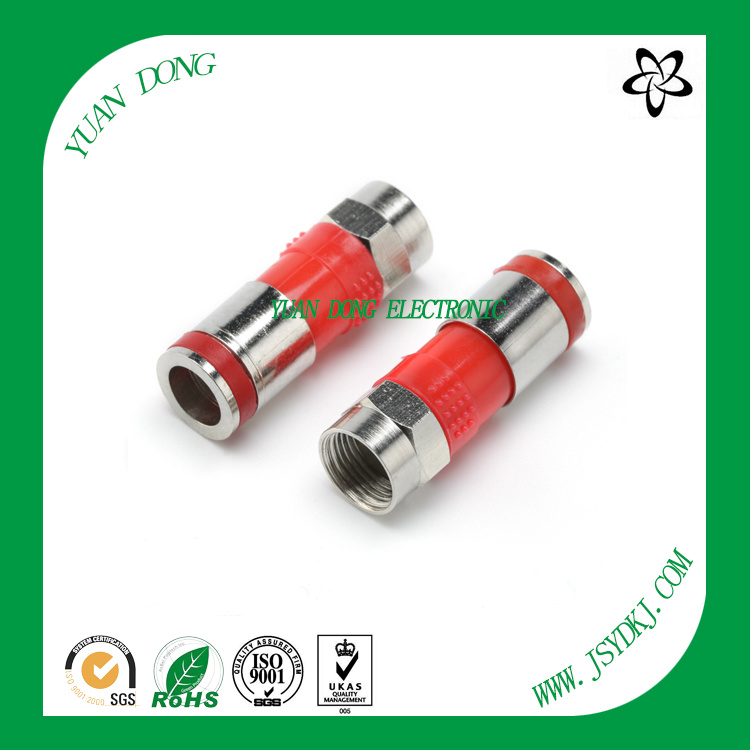 RG6 Cable Compression Type F Male Red Connector