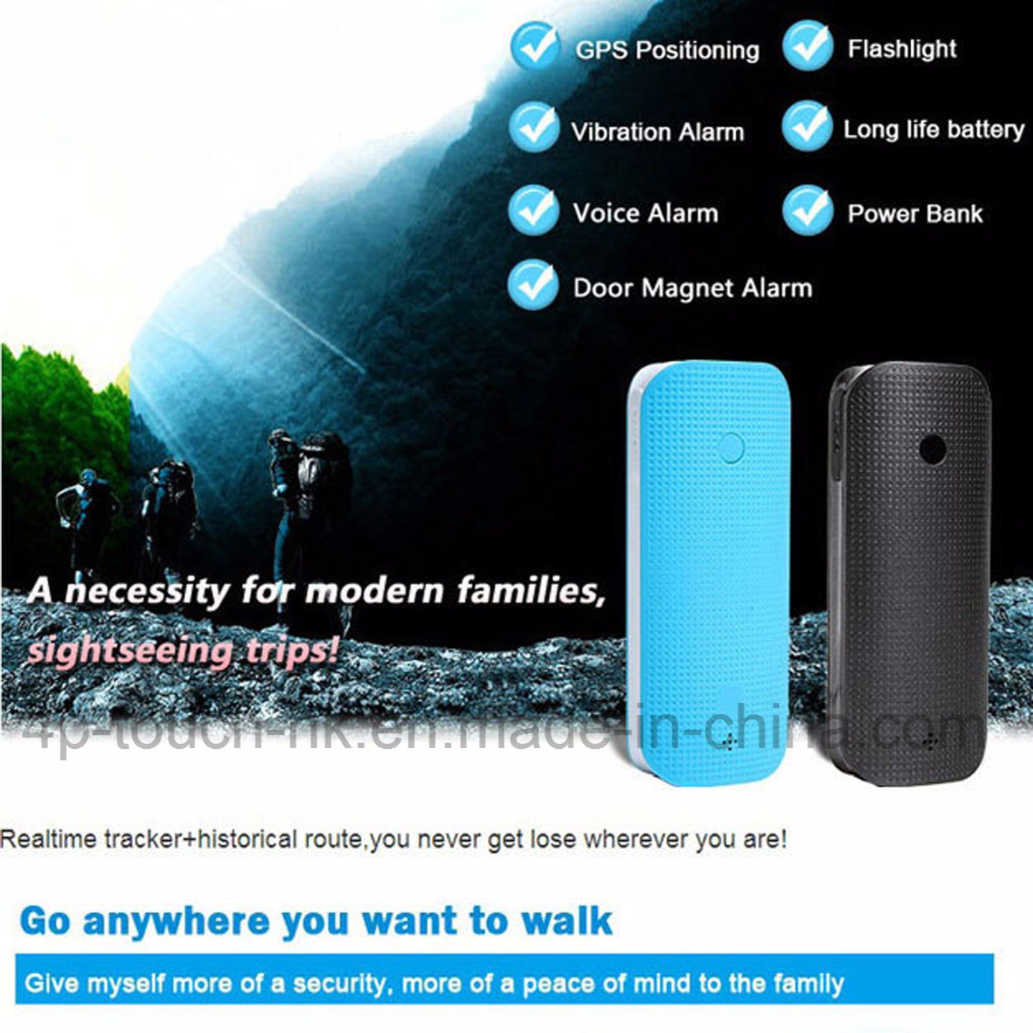 4500mAh Battery GPS Tracker for Car/Personal/Warehouse with Flashlight V20