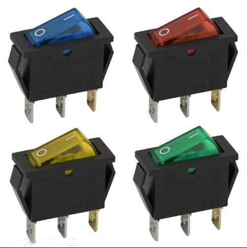 09050 Snap-in Illuminated Rocker Switch 10A 250V off-on I-0 Spst 3 Pin