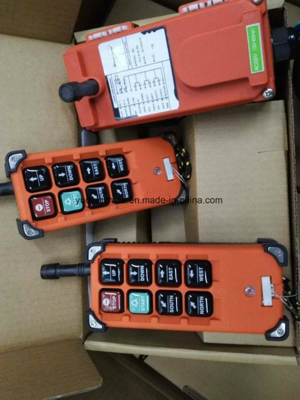 220V 2 Transmitter with 1 Receiver 6 Single Speed Push Button Wireless Remote Control for Grab Crane, Overhead Crane, Single Gider Crane