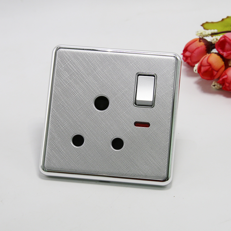 UK Standard One Gang Switched Socket with Neon