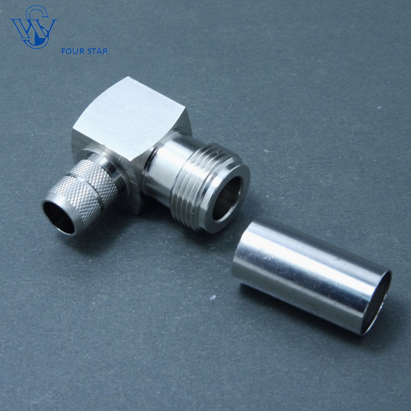 Female Right Angle Crimp RF N Connector for LMR400 Cable