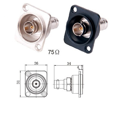 BNC Connector Socket Panel Mounting Type Welding 75 Ohm