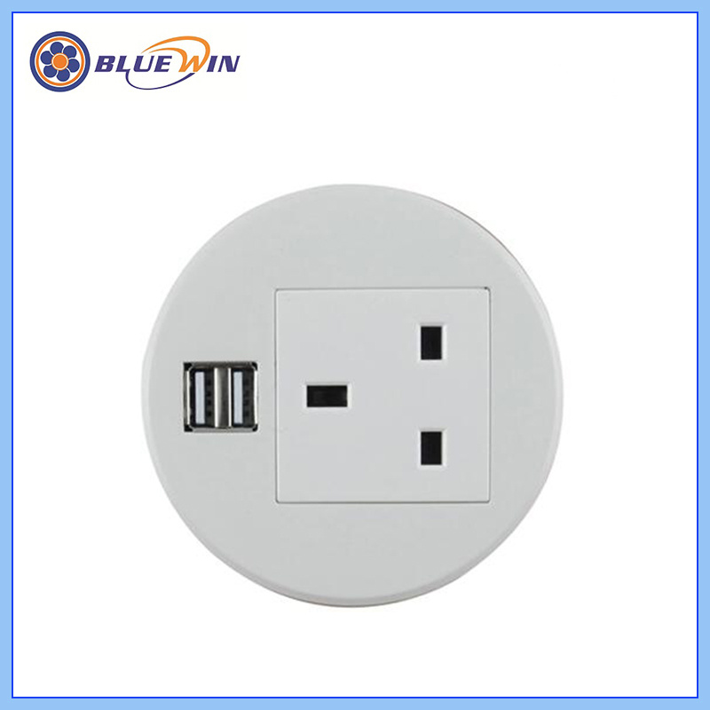 Mini UK Power Table Socket with Double Charging USB Outlet
